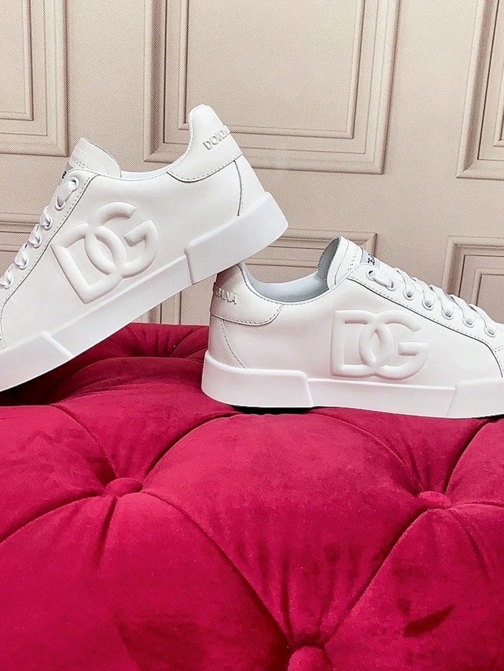 Dolce & Gabbana DG Logo Leather Sneakers White